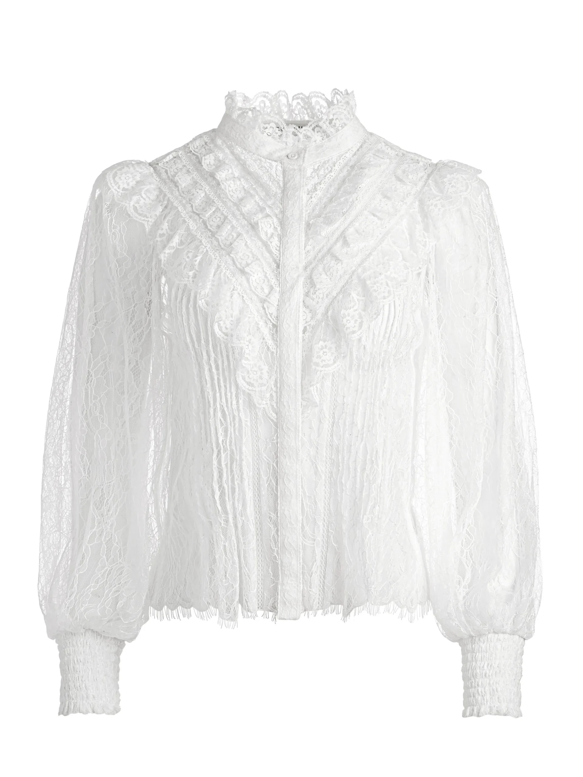 Alice and Olivia VALENTINE'S DAY EDIT|TOPS*RHEBA MOCK NECK BUTTON FRONT LACE TOP