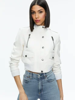 Alice and Olivia VEGAN LEATHER|ESSENTIALS*RIA VEGAN LEATHER MOTO JACKET