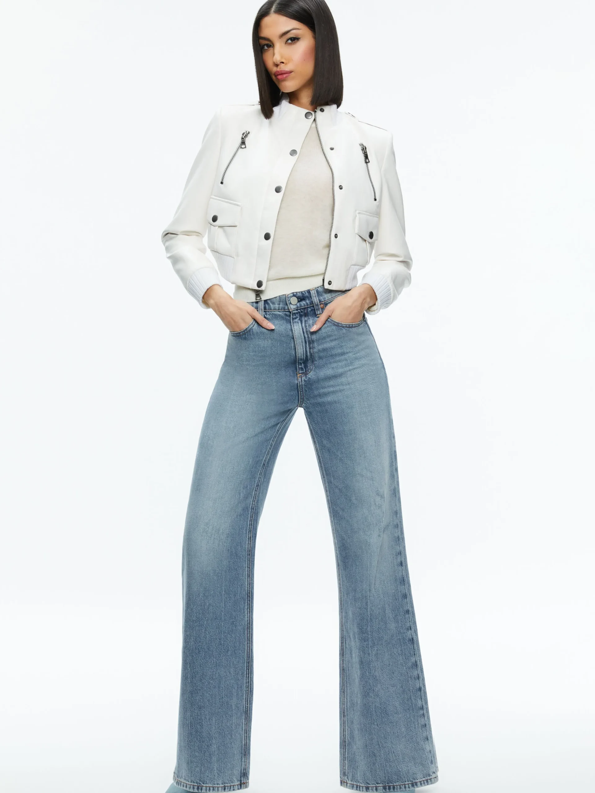 Alice and Olivia VEGAN LEATHER|ESSENTIALS*RIA VEGAN LEATHER MOTO JACKET