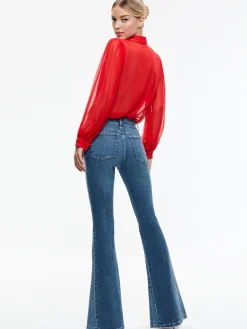 Alice and Olivia TOPS*ROANNE BLOUSON SLEEVE BUTTON DOWN