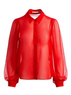 Alice and Olivia TOPS*ROANNE BLOUSON SLEEVE BUTTON DOWN