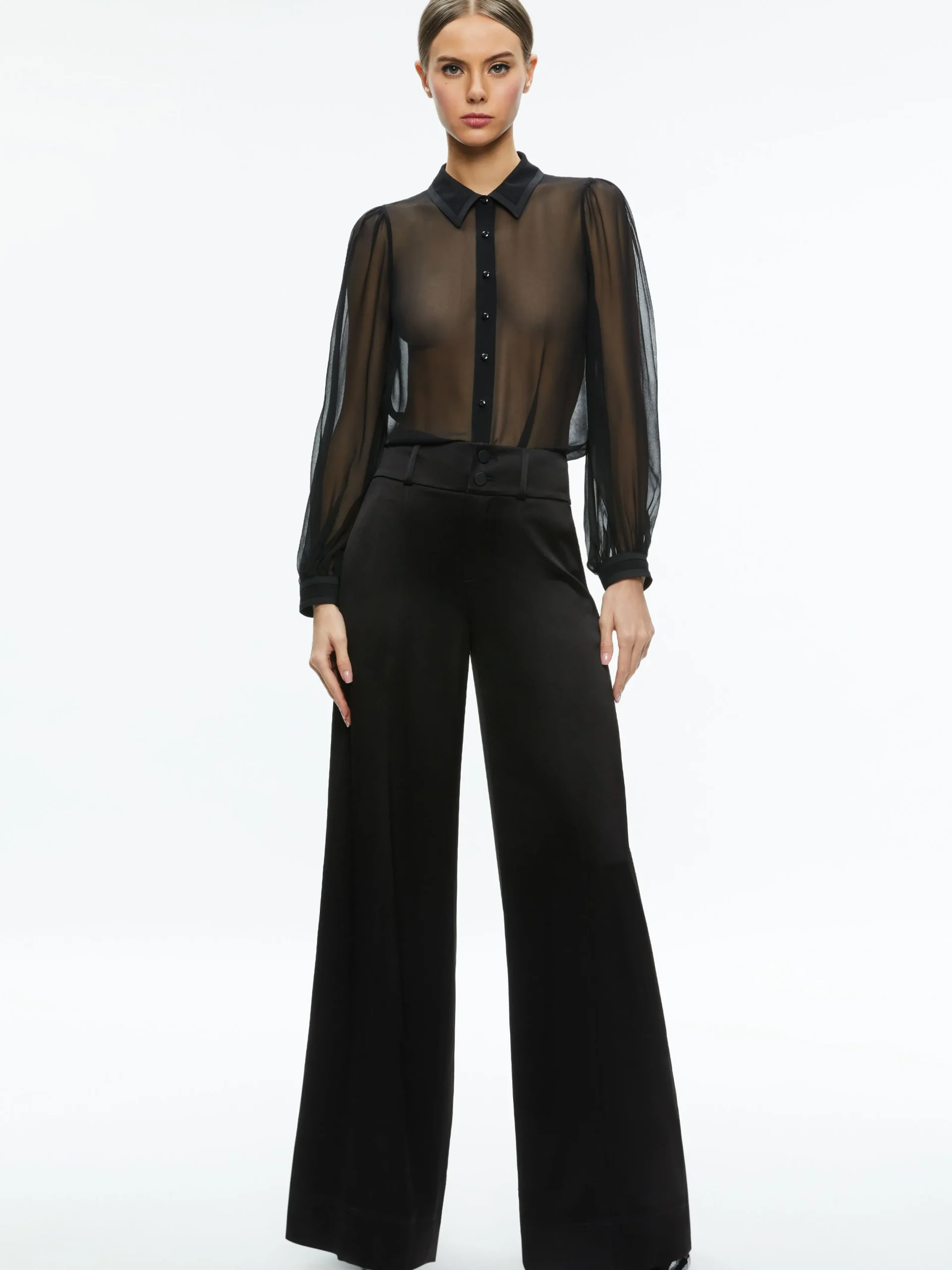 Alice and Olivia ESSENTIALS|TOPS*ROANNE SHEER BLOUSE