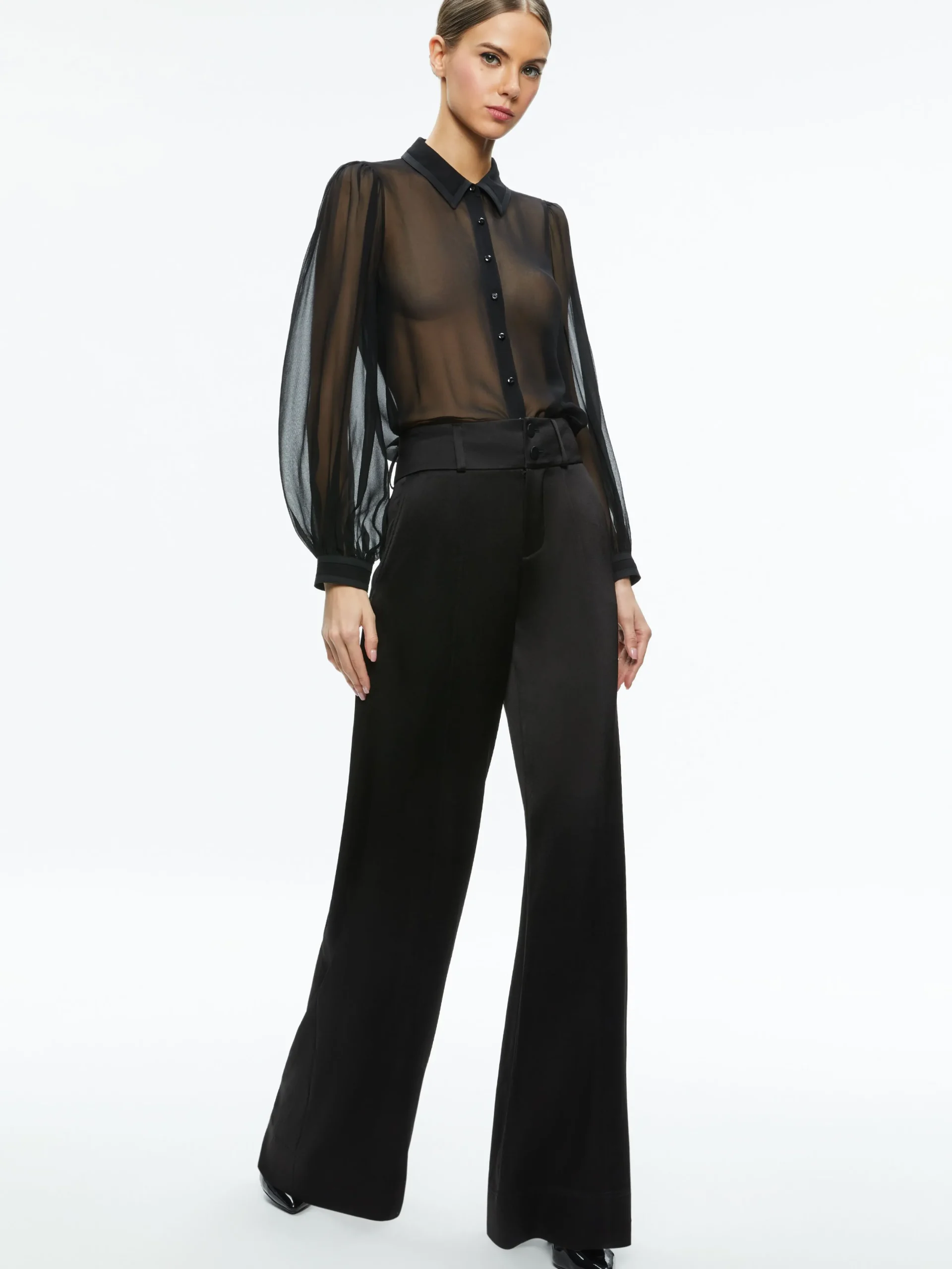 Alice and Olivia ESSENTIALS|TOPS*ROANNE SHEER BLOUSE