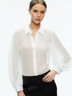 Alice and Olivia ESSENTIALS|THE WORKWEAR EDIT*ROANNE SHEER BLOUSE
