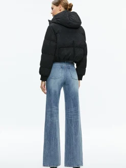 Alice and Olivia JACKETS + COATS*ROBENA CRYSTAL EMBELLISHED CROPPED PUFFER
