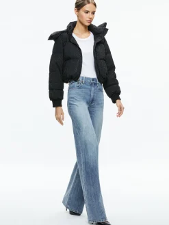 Alice and Olivia JACKETS + COATS*ROBENA CRYSTAL EMBELLISHED CROPPED PUFFER