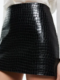 Alice and Olivia VEGAN LEATHER|SKIRTS*RUBI VEGAN LEATHER CROC MINI SKIRT