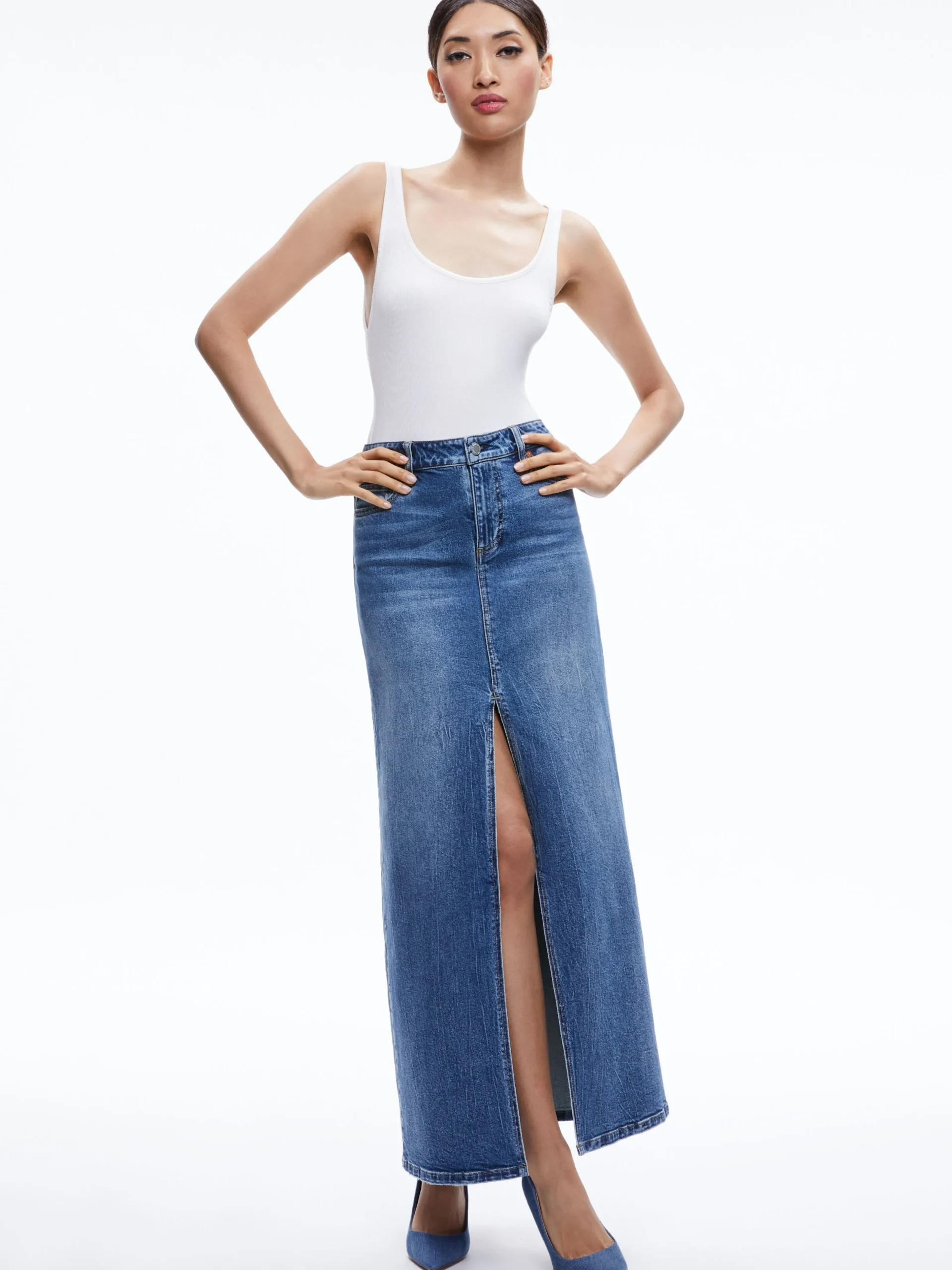 Alice and Olivia JEAN SHOP|ESSENTIALS*RYE DENIM MAXI SKIRT