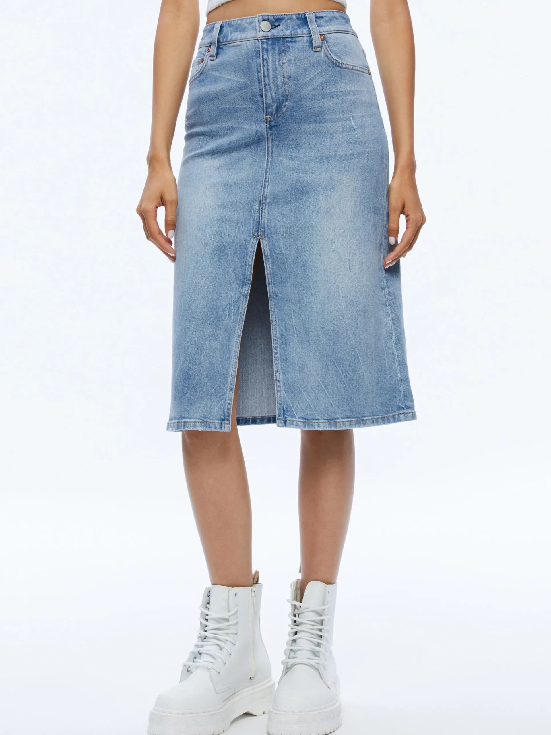 Alice and Olivia JEAN SHOP|SKIRTS*RYE MIDI DENIM SKIRT