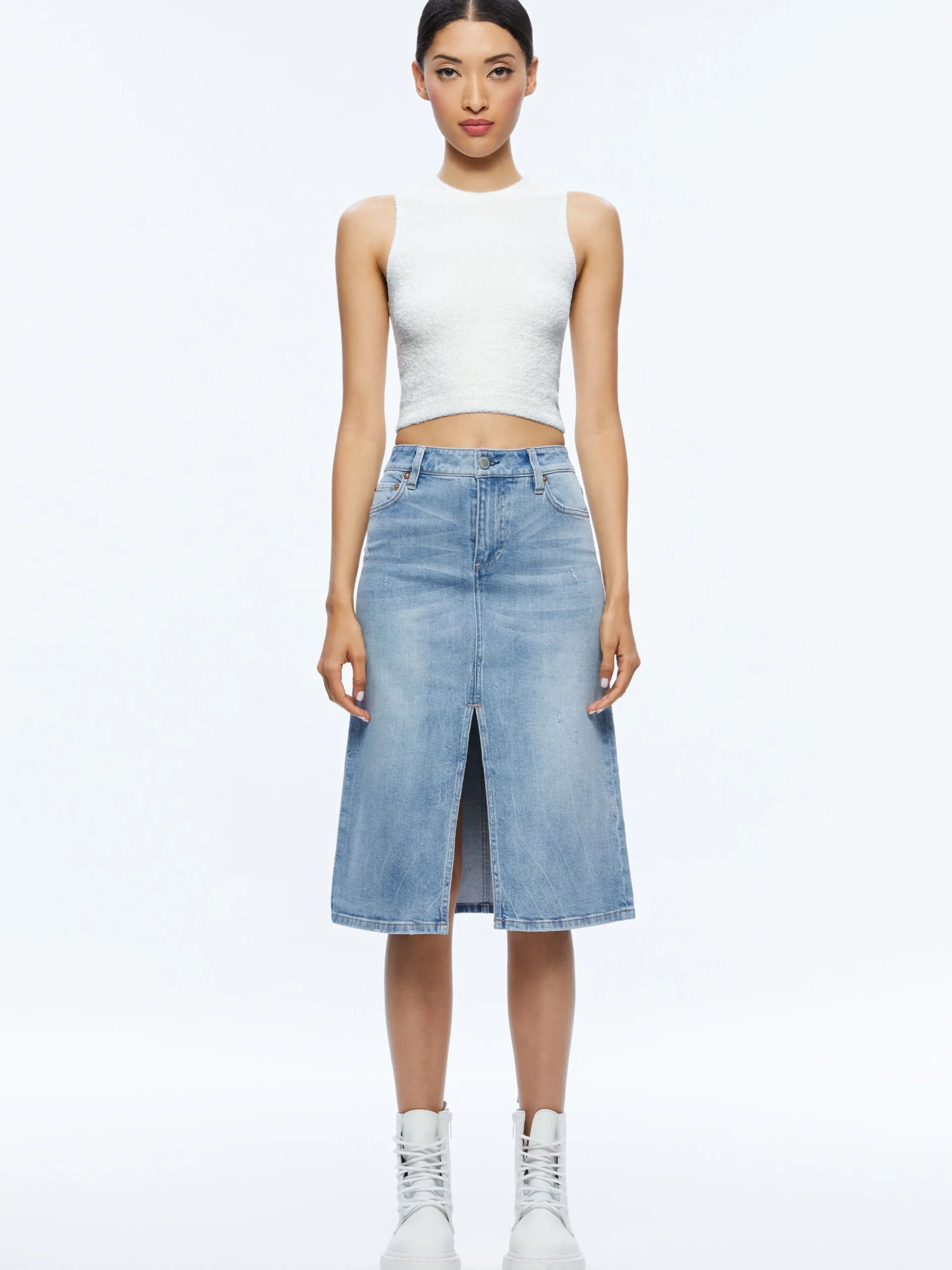 Alice and Olivia JEAN SHOP|SKIRTS*RYE MIDI DENIM SKIRT