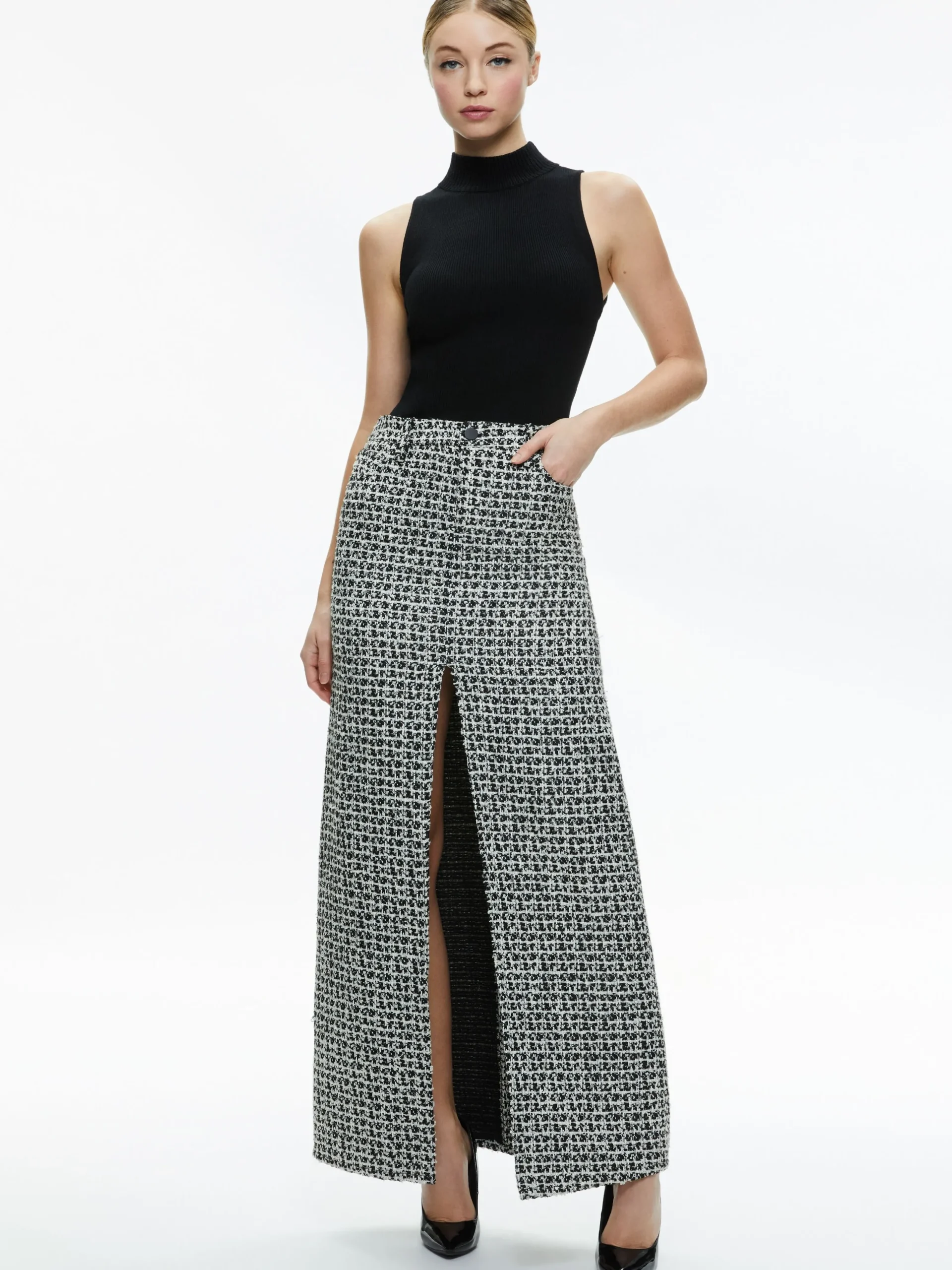 Alice and Olivia THE WORKWEAR EDIT|SKIRTS*RYE TWEED MAXI SKIRT