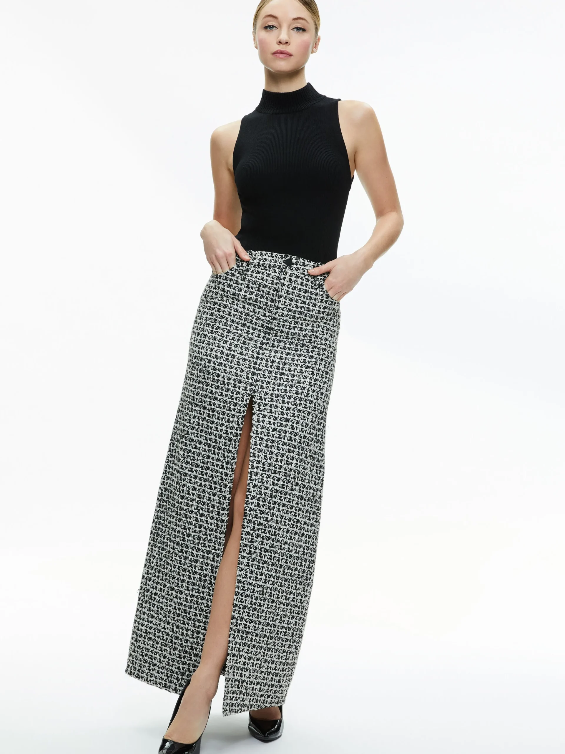 Alice and Olivia THE WORKWEAR EDIT|SKIRTS*RYE TWEED MAXI SKIRT