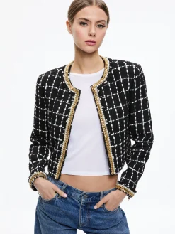 Alice and Olivia JACKETS + COATS*SABINA CHAIN TRIM TWEED JACKET