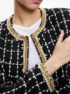 Alice and Olivia JACKETS + COATS*SABINA CHAIN TRIM TWEED JACKET