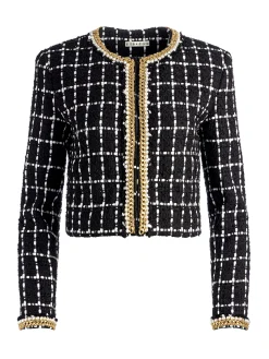 Alice and Olivia JACKETS + COATS*SABINA CHAIN TRIM TWEED JACKET