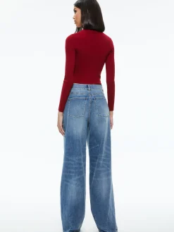 Alice and Olivia SWEATERS*SENAIDA CROPPED MOCK NECK PULLOVER