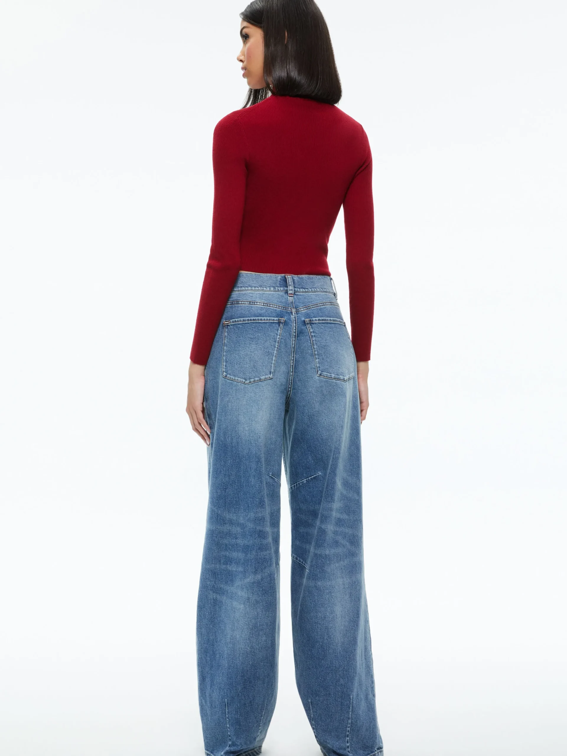 Alice and Olivia SWEATERS*SENAIDA CROPPED MOCK NECK PULLOVER