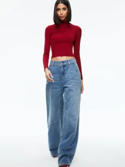 Alice and Olivia SWEATERS*SENAIDA CROPPED MOCK NECK PULLOVER