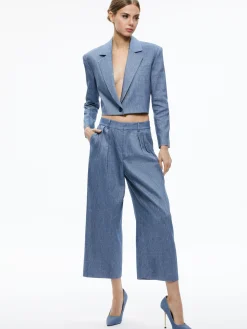 Alice and Olivia JACKETS + COATS*SHAN CROPPED CHAMBRAY BLAZER