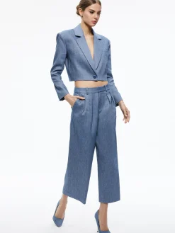 Alice and Olivia JACKETS + COATS*SHAN CROPPED CHAMBRAY BLAZER