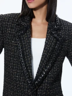 Alice and Olivia SUITS|JACKETS + COATS*SHAN TWEED CHAIN TRIM BLAZER