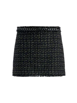 Alice and Olivia MATCHING SETS*SHAN TWEED CHAIN TRIM BLAZER + JALEN CHAIN MINI SKIRT