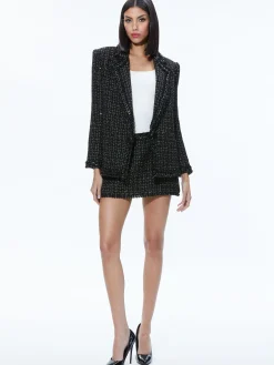 Alice and Olivia MATCHING SETS*SHAN TWEED CHAIN TRIM BLAZER + JALEN CHAIN MINI SKIRT