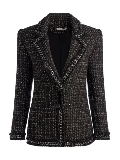 Alice and Olivia MATCHING SETS*SHAN TWEED CHAIN TRIM BLAZER + JALEN CHAIN MINI SKIRT