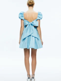 Alice and Olivia MINI|DRESSES*SHARILYN BUBBLE SLEEVE TIE BACK MINI DRESS