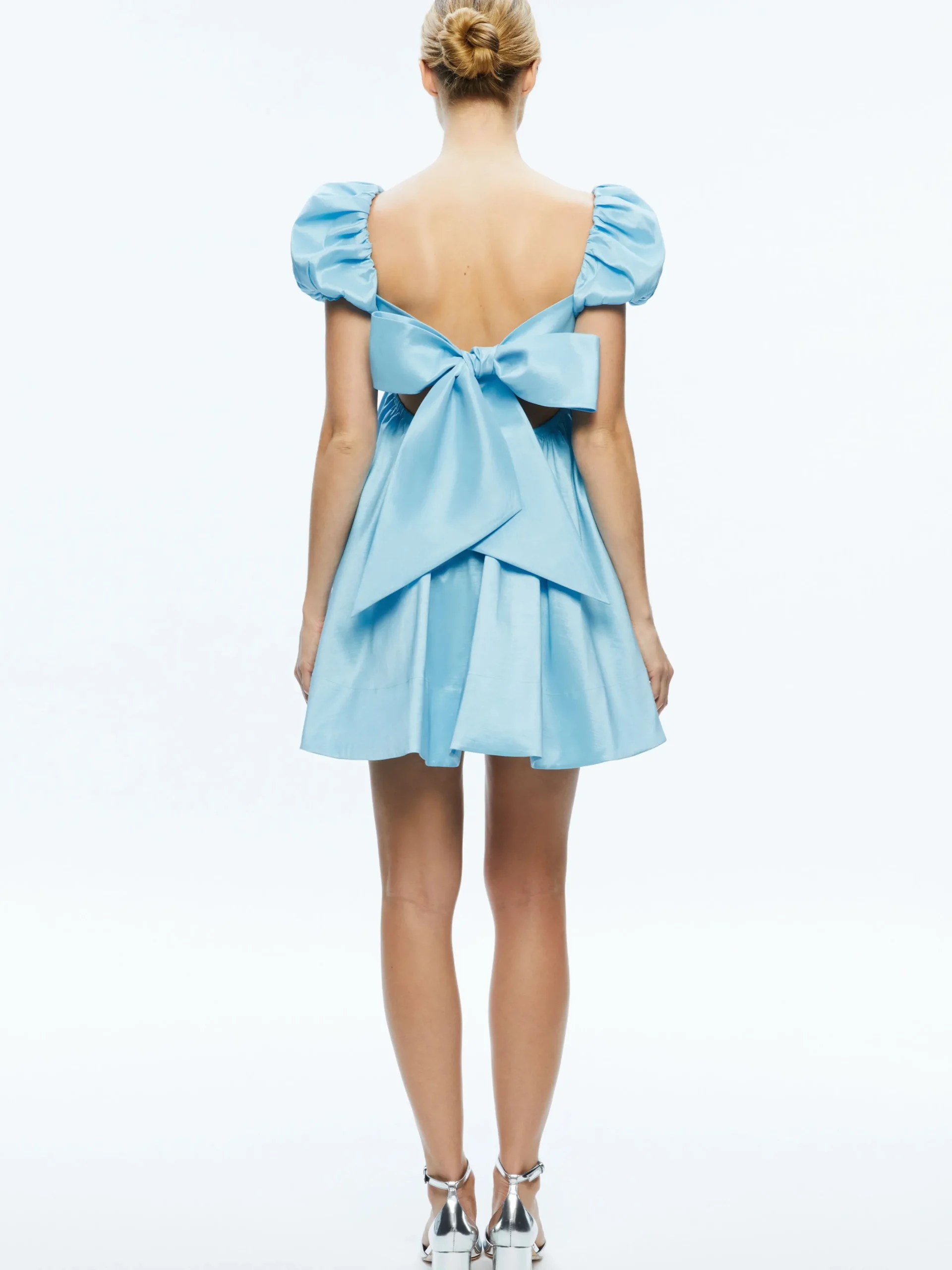 Alice and Olivia MINI|DRESSES*SHARILYN BUBBLE SLEEVE TIE BACK MINI DRESS