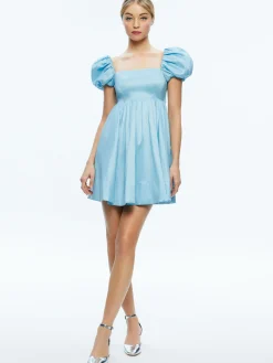 Alice and Olivia MINI|DRESSES*SHARILYN BUBBLE SLEEVE TIE BACK MINI DRESS