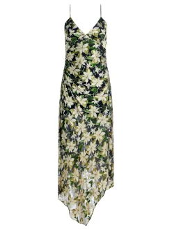 Alice and Olivia GUEST OF|MIDI*SHAWNA ASYMMETRICAL SLIP DRES