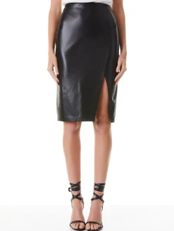 Alice and Olivia ESSENTIALS|THE WORKWEAR EDIT*SIOBHAN FRONT WRAP MIDI SKIRT