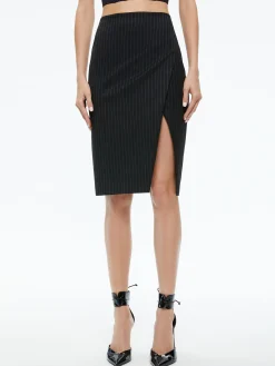 Alice and Olivia ESSENTIALS|SUITS*SIOBHAN FRONT WRAP MIDI SKIRT