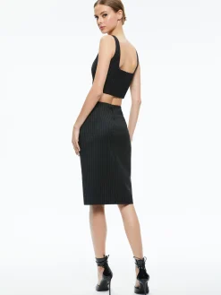 Alice and Olivia ESSENTIALS|SUITS*SIOBHAN FRONT WRAP MIDI SKIRT
