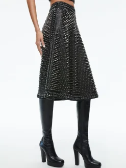 Alice and Olivia SKIRTS*SOSIE STUDDED LEATHER MIDI SKIRT