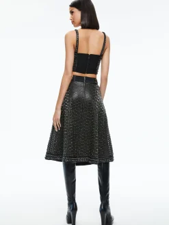 Alice and Olivia SKIRTS*SOSIE STUDDED LEATHER MIDI SKIRT