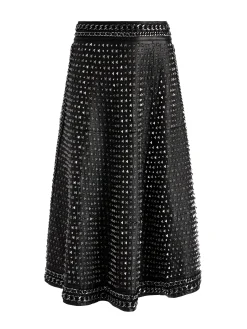 Alice and Olivia SKIRTS*SOSIE STUDDED LEATHER MIDI SKIRT