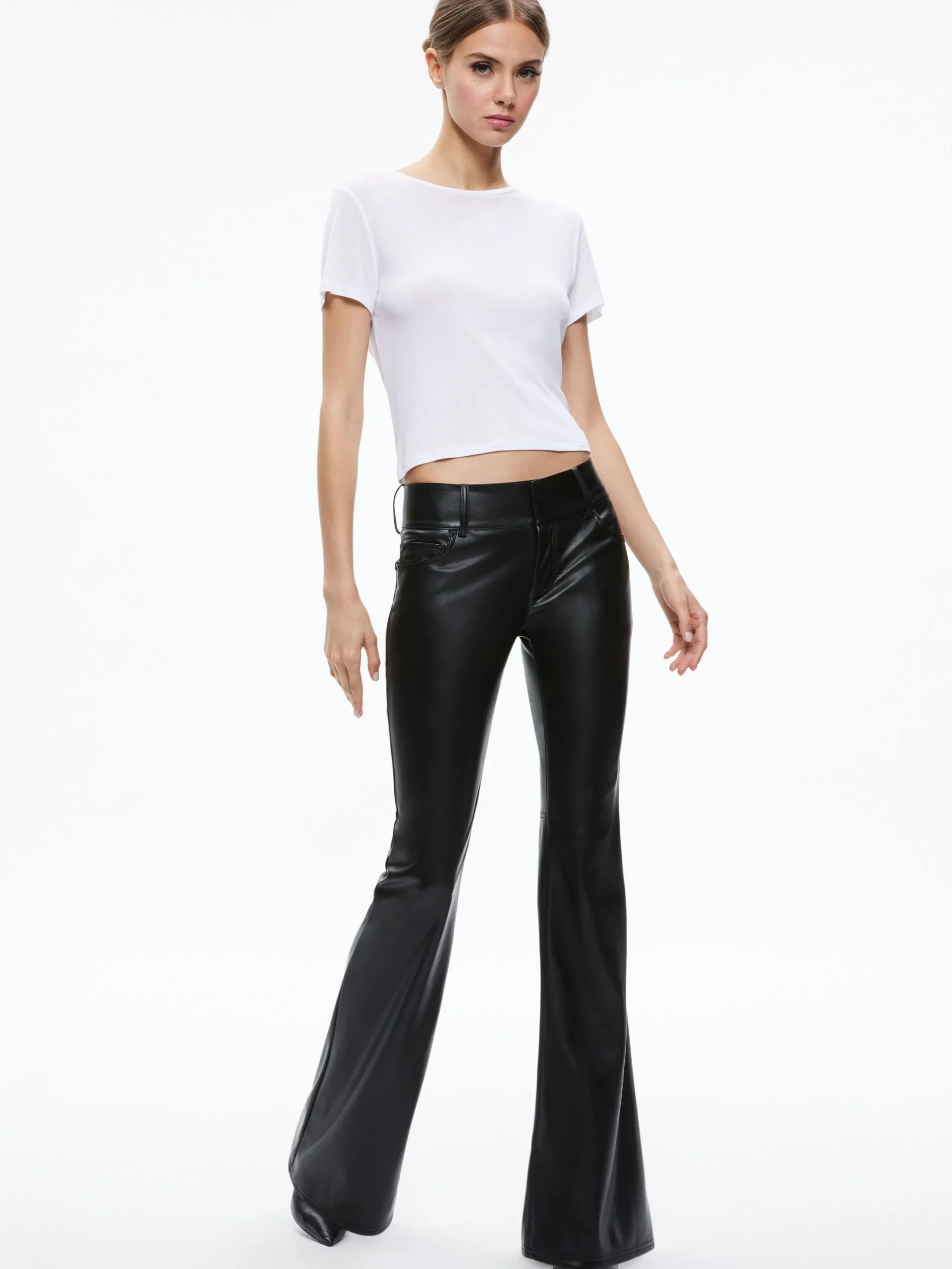 Alice and Olivia VEGAN LEATHER|PANTS*STACEY VEGAN LEATHER BELL BOTTOM