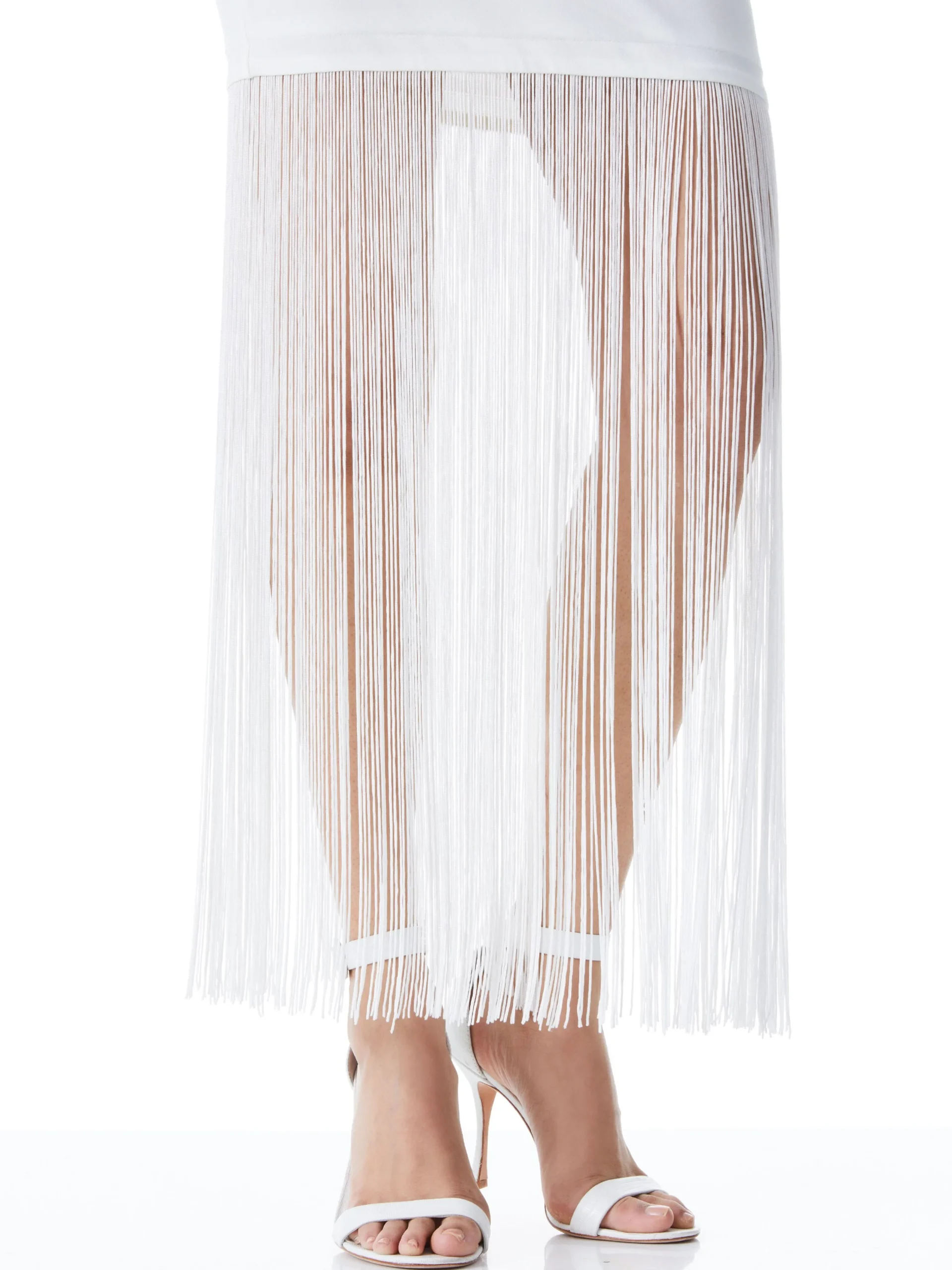 Alice and Olivia MAXI|DRESSES*STEPH TWIST NECK FRINGE DRESS