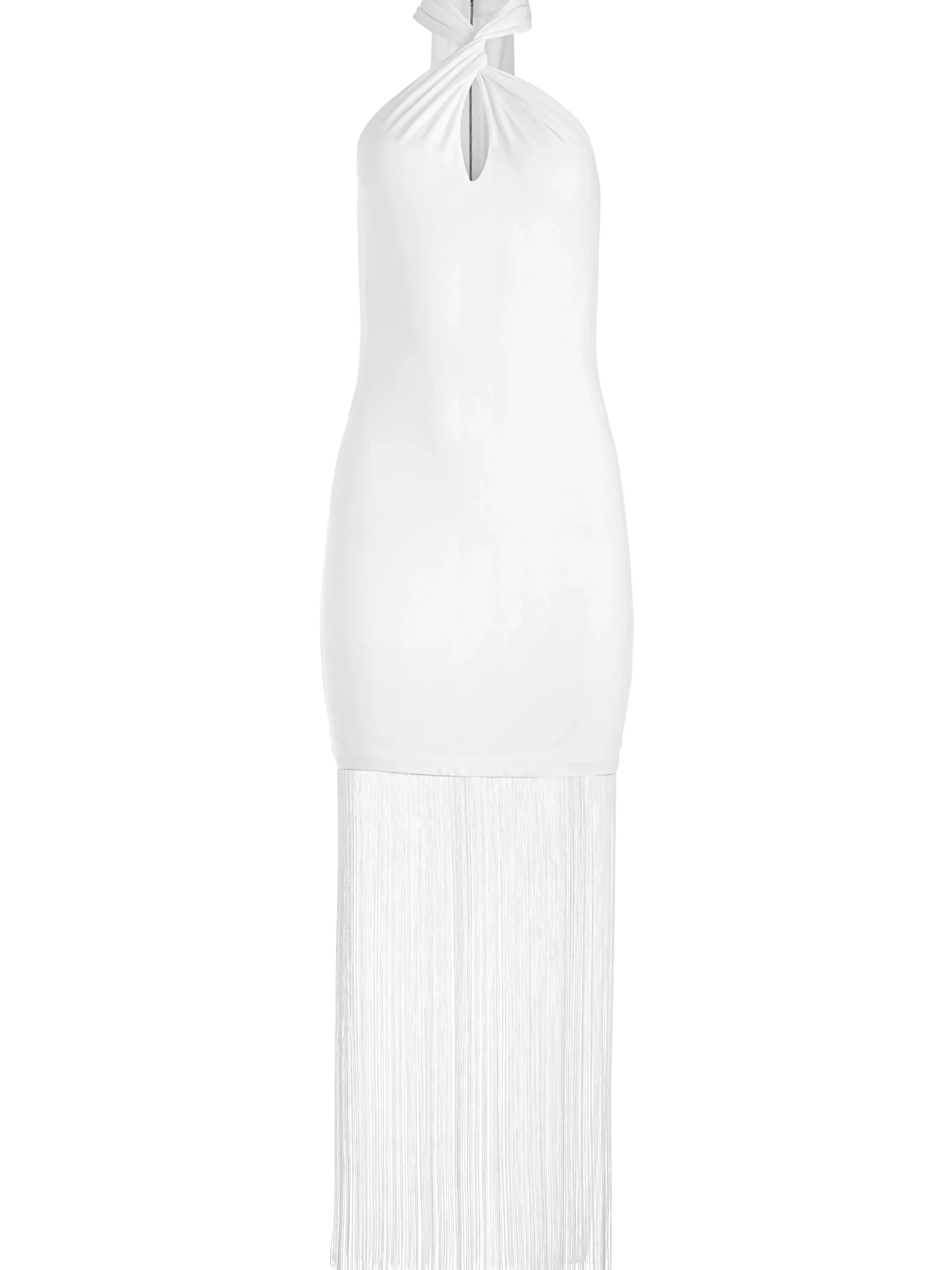Alice and Olivia MAXI|DRESSES*STEPH TWIST NECK FRINGE DRESS