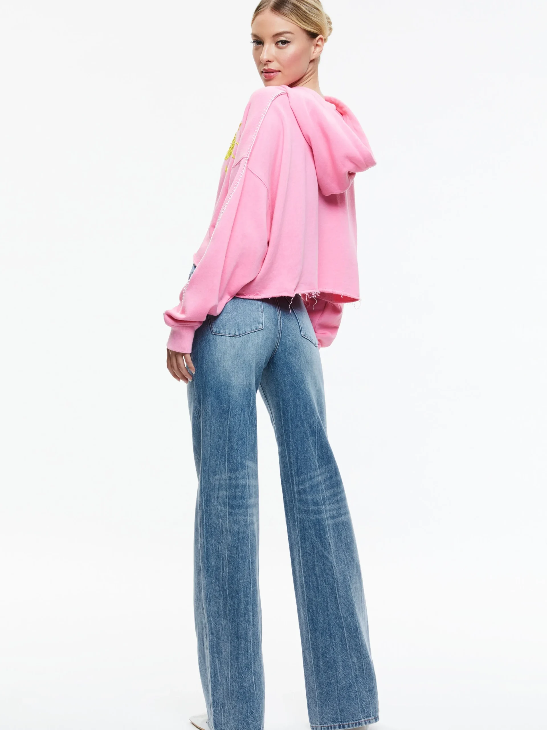 Alice and Olivia SWEATERS|TOPS*SUNNY BOXY CROPPED HOODIE