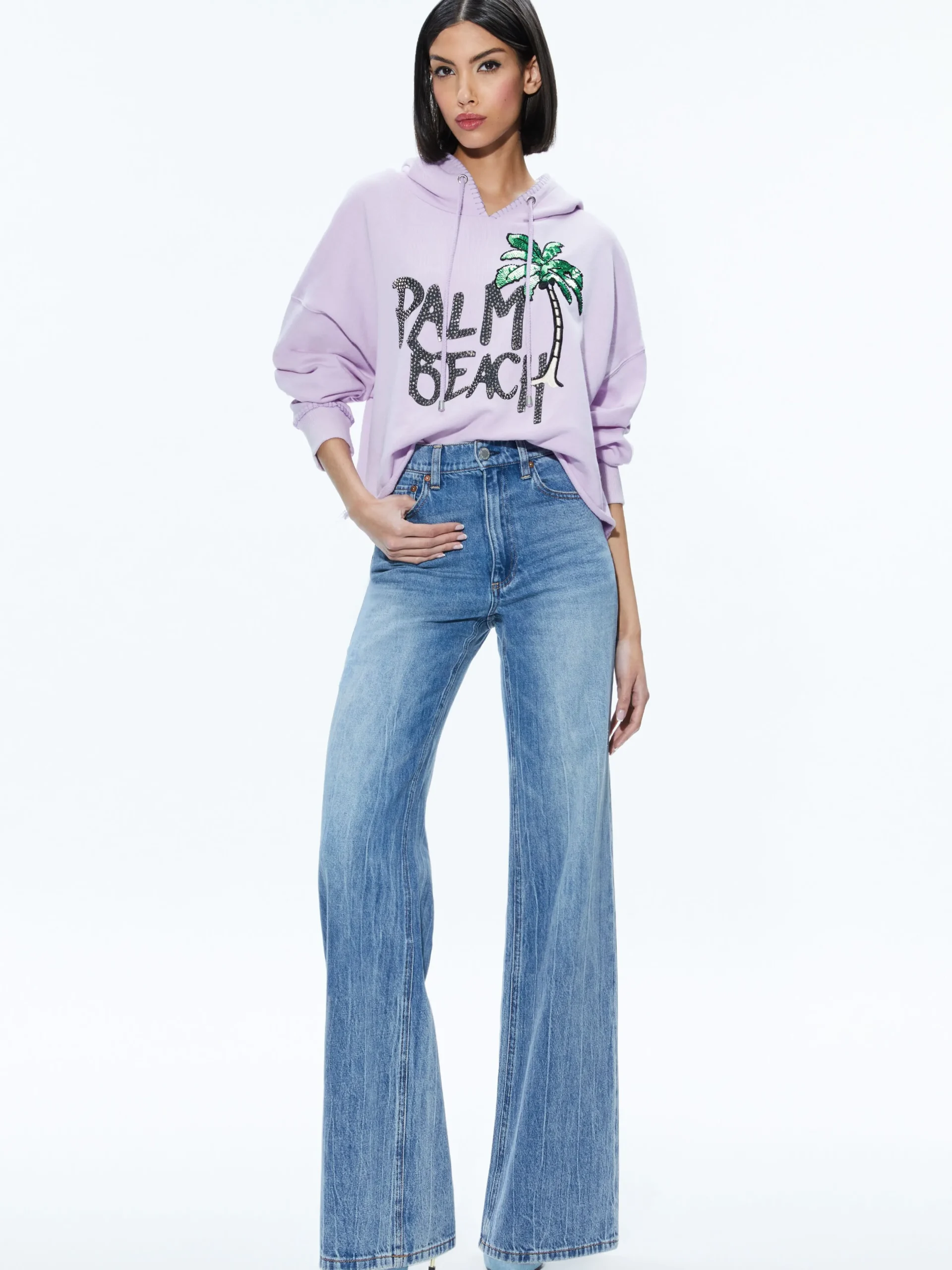 Alice and Olivia SWEATERS|TOPS*SUNNY BOXY CROPPED HOODIE
