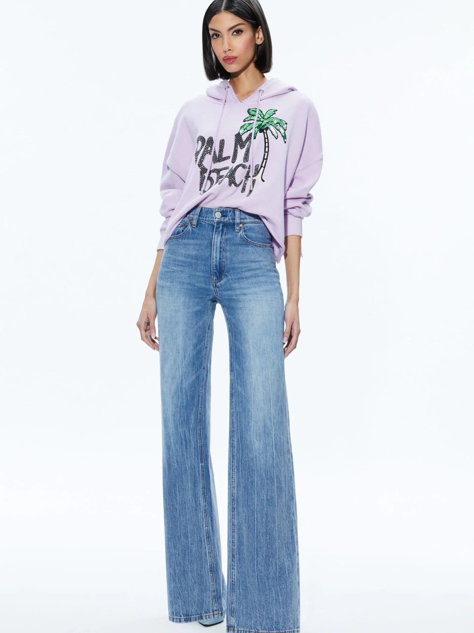 Alice and Olivia SWEATERS|TOPS*SUNNY BOXY CROPPED HOODIE