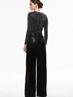 Alice and Olivia TOPS*TAEYN EMBELLISHED CREW NECK BODYSUIT