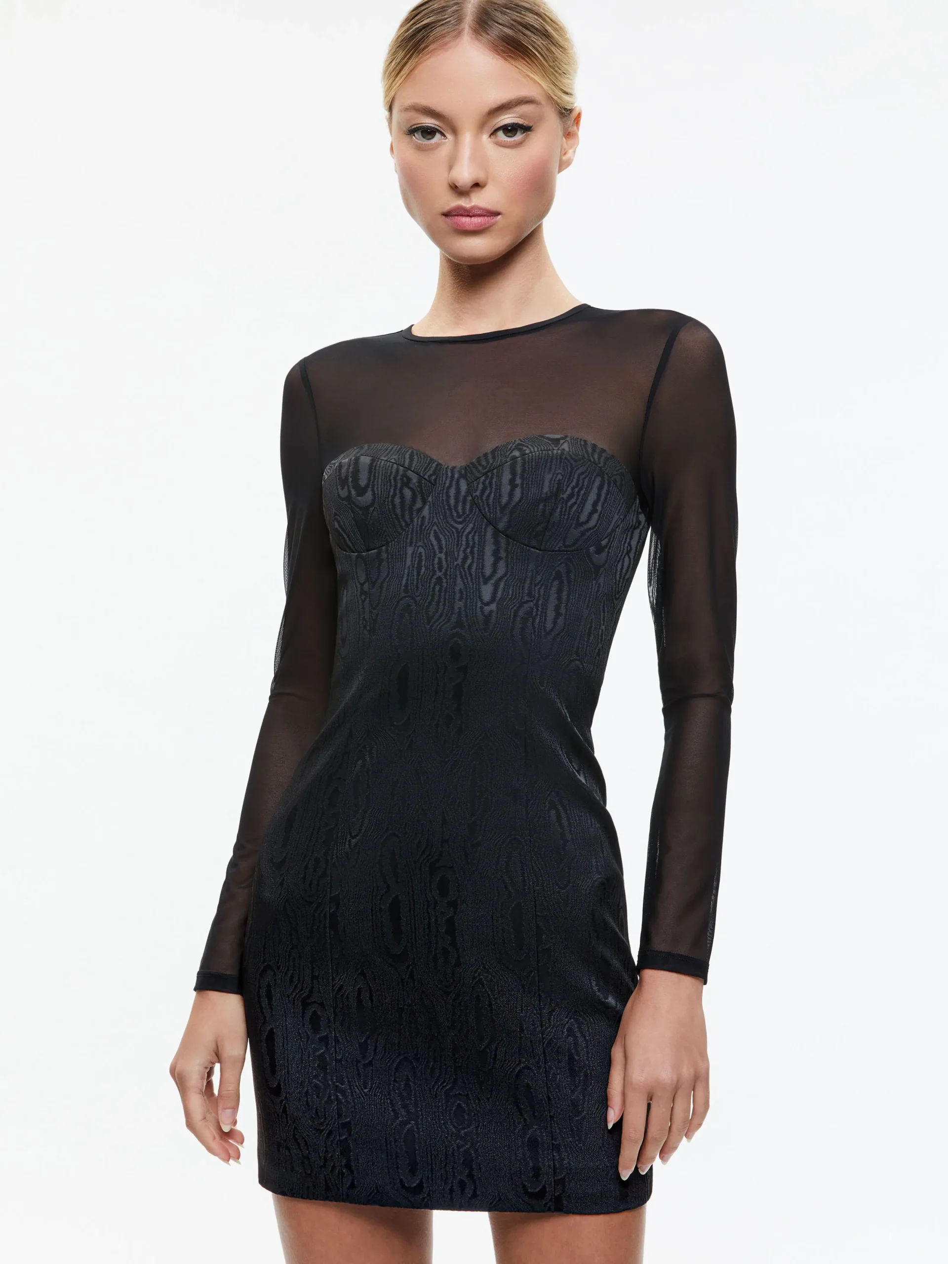Alice and Olivia MINI|DRESSES*TAKAKO MESH CREW NECK MINI DRESS