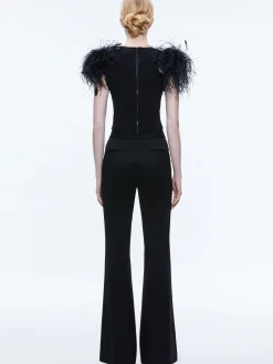 Alice and Olivia TOPS*TAMICA FEATHER DETAIL TOP