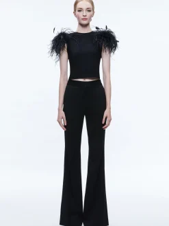 Alice and Olivia TOPS*TAMICA FEATHER DETAIL TOP