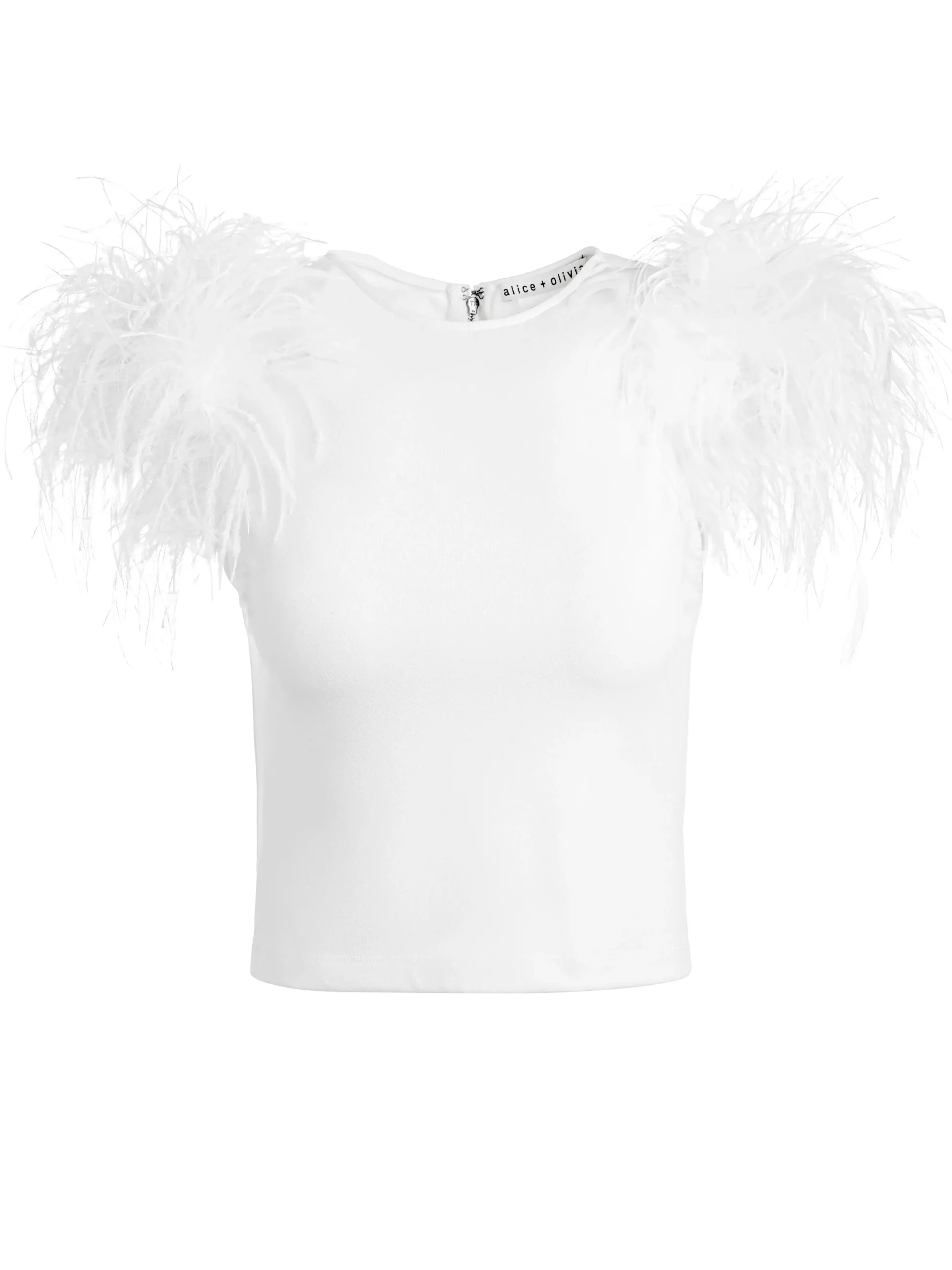 Alice and Olivia TOPS*TAMICA FEATHER DETAIL TOP
