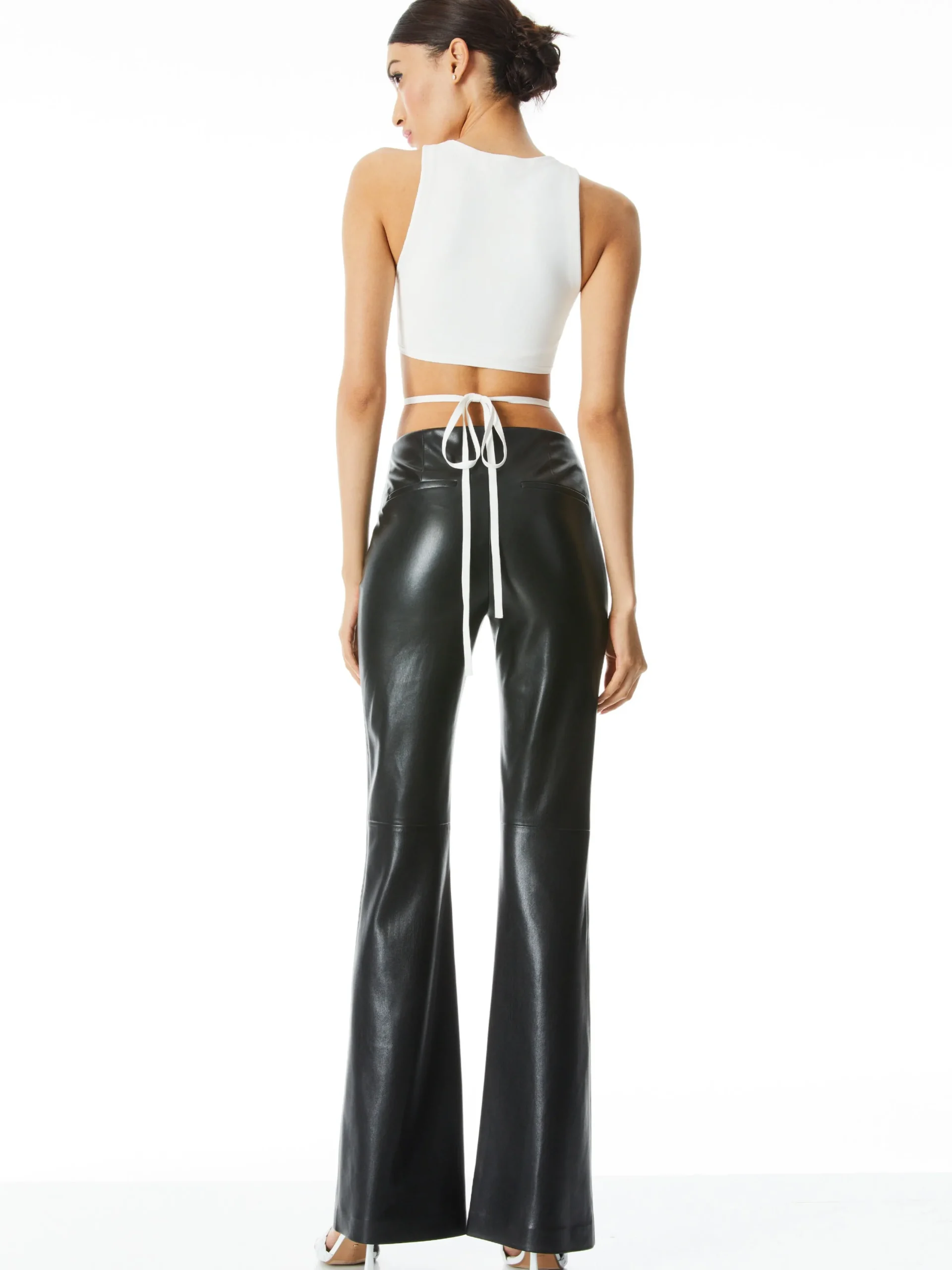 Alice and Olivia VEGAN LEATHER|ESSENTIALS*TEENY VEGAN LEATHER FLARE PANT